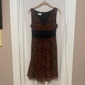 London Times Petites Brown and Black Print Sleeveless Dress size 8P EUB